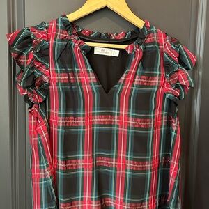 Vineyard Vines Red and Black Tartan Plaid Blouse